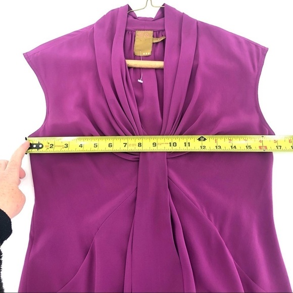 Ali Ro 100% Silk Twist Shift Dress With Pockets Purple Size 4 - Picture 7 of 9